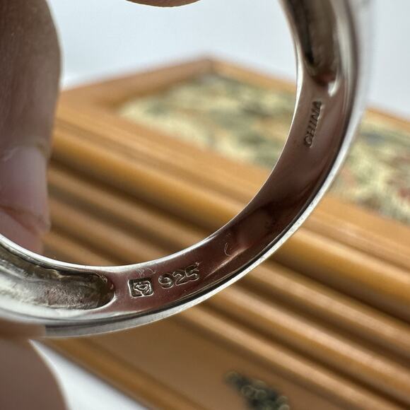 Sterling Silver Chuck Clemency Ring Size 8 Vintage Green Peridot Marquise - Picture 5 of 8